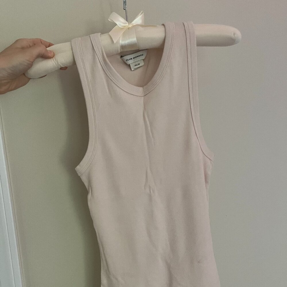Club Monaco Racerback Ribbed Tank in Light Pink - Picture 4 of 6